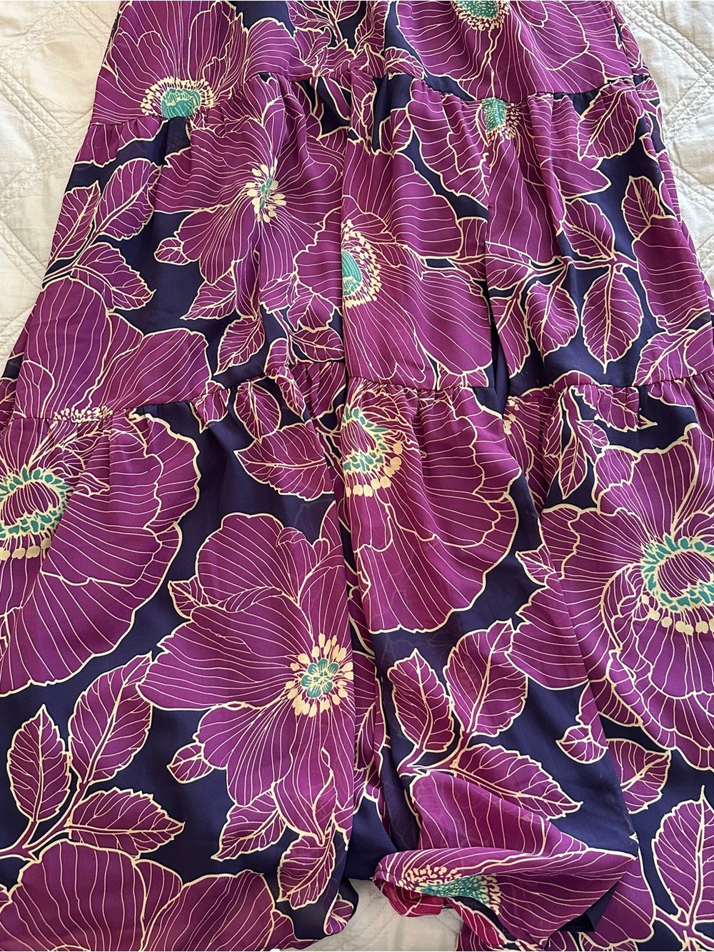 Nicole Miller Women’s Purple Floral Maxi Halter Dress - Picture 3 of 4